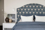 Koru Bedhead in Constantinople Blue linen (King) - $1500