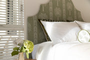 Mulberry Bedhead in Palma Green linen (Queen) - was $2975, now $1200